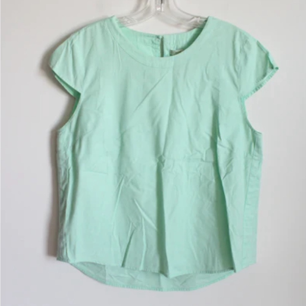 J.Crew Women's J.Crew short sleeve top  fabric blouse light blue mint pullover